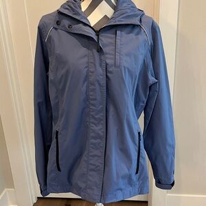 EUC Eddie Bauer Women's Slate Blue Hooded Waterproof Rain Jacket